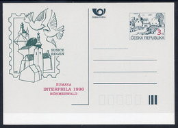 CZECH REPUBLIC 1996 3 Kc.postcard INTERPHILA '96 Unused.  Michel P7-A7 - Postcards