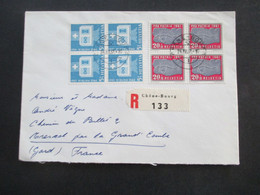 Schweiz 1961 Pro Patria Nr. 731 U. 733 Als 4er Block Einschreiben Chene-Bourg Rücks. Marke Ivalides Formez Un Seul Corps - Brieven En Documenten