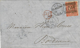 1864 - Letter From GLASGOW  To Bordeaux ( France  Fr. 4 P. Pl.  9 - Covers & Documents