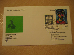 DUBLIN Dusseldorf 1974 Lufthansa Airlines Airline Boeing 737 First Flight Black Cancel Cover IRELAND GERMANY - Luchtpost