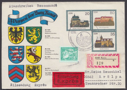 Mi-Nr. U1 C2, Dek. Umschlag "Wappen Ranis", Mit Zusatzfr. Als R- Eilboten Mit Ankunft - Enveloppes - Oblitérées