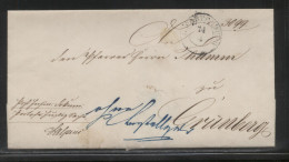 POLAND 1853 PRUSSIAN OCCUPATION ZONE STAMPLESS LETTER WARTENBURG BRASZEWO - ...-1860 Prefilatelia