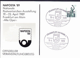 BRD FGR RFA - Privatpostkarte NAPOSTA'89 Ffm (MiNr: 151 D2/008) Siehe Scan - Postales Privados - Usados