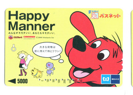Japon - Titre De Transport Happy Manner (Chiens, Clifford The Big Red...) - Monde