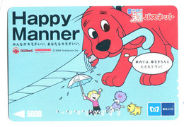 Japon - Titre De Transport SF - Happy Manner (Chiens, Clifford The Big Red, Parapluie...) - World