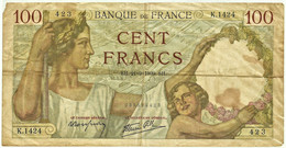 FRANCE - 100 Francs - 21.9.1939 - P 94 - Serie K.1424 - " Sully " - 100 F 1939-1942 ''Sully''