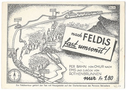 FELDIS: Werbe-AK ~1950, Mit Dem Zug Von Rothenbrunnen Fast Umsonst... - Feldis/Veulden