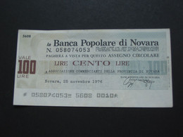 ITALIE - 100 Cento Lire - La Banca Popolare Di Novara **** EN ACHAT IMMEDIAT **** - Autres & Non Classés