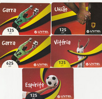 Angola, 5 Different Unitel Football Related Cards, 2 Scans. - Angola