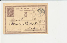 C1 CARTOLINA POSTALE DA LIVORNO PER BOLOGNA 24-2-1876 - Postwaardestukken