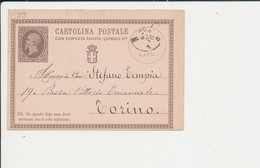 C2 CARTOLINA POSTALE DA NAPOLI PER TORINO 10-3-1876 - Postwaardestukken