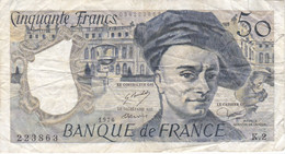 BILLETE DE FRANCIA DE 50 FRANCS DE QUENTIN DE LA TOUR DEL AÑO 1976 (BANKNOTE) - 50 F 1976-1992 ''quentin De La Tour''