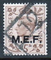 Middle East Forces 1943 Single 5d George VI Stamp From Definitive Set. These  Stamps Of Great Britain Overprinted MEF. - Britische Bes. MeF