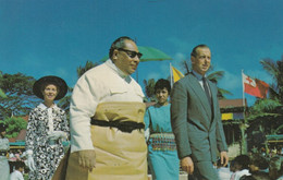 Tonga, Royalty King Tupou IV During Coronation Week With Duke Of Kent, C1960s Vintage Postcard - Tonga