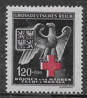 Bohemia Moravia 1943 Red Cross Mi N.132 MH * - Unused Stamps