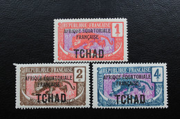 1924 TCHAD Y&T N0 19 20 21 NEUFS* MH SURCHARGES "A.E.F."  GOMME D'ORIGINE TTB.. - Neufs