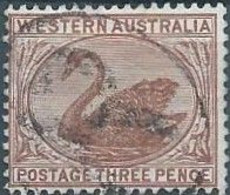 AUSTRALIA,WESTERN AUSTRALIA,1871 Black Swan - 3P Brown,oblitered - Gebruikt