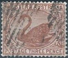 AUSTRALIA,WESTERN AUSTRALIA,1871 Black Swan - 3P Brown,oblitered - Gebruikt