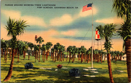 Geogria Savannah Beach Fort Screven Parade Ground Showing Tybee Lighthouse - Savannah