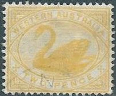 AUSTRALIA,WESTERN AUSTRALIA,1902 -1905 Black Swan,2P Yellow,Used - Gebruikt