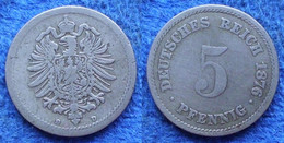 GERMANY - 5 Pfennig 1876 D KM# 3 Empire (1871-1918) - Edelweiss Coins - Autres & Non Classés