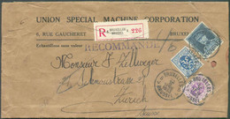 N°281-285-320 - Affr. KEPI-LIONS à 2Fr.45 Obl. Sc BRUXELLES 5 sur Enveloppe Recommandée Au Tarif Echantillon Sans Valeur - 1931-1934 Képi