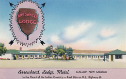 US Route 66, Gallup New Mexico, Arrowhead Lodge Motel 'Heart Of Indian Country' C1950s Vintage Postcard - Route ''66'