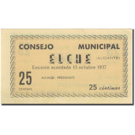 Billet, Espagne, 25 Centimos, Blason, 1937, 1937, NEUF - Autres & Non Classés