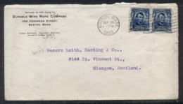 USA 1903 2x5c Lincoln CC Cover, Hardware, Wire Rope To Scotland - Other & Unclassified