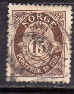 NORWAY NORGE NORVEGIA NORVEGE 1893 1908 POST HORN CORNO POSTALE NUMERAL CIFRA 15o USATO USED OBLITERE' - Other & Unclassified
