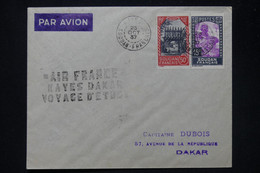 SOUDAN - Enveloppe De Kayes Pour Dakar Par Voyage Aérien D’Étude En 1937 - L 80540 - Covers & Documents