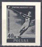 POLAND (1955) Hammer Throw. Black Print. Scott No 700, Yvert No 828. 2nd International Youth Games. - Prove & Ristampe