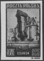 POLAND (1945) Crane Tower, Gdansk. Black Print. Scott Nos 370, Yvert No 450. - Proofs & Reprints