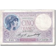 France, 5 Francs, 5 F 1917-1940 ''Violet'', 1917, 1933-04-20, TTB, Fayette:3.17 - 5 F 1917-1940 ''Violet''