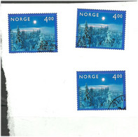 Norway Norge 3 Stamps New Year 1999/2000   - Millenium Stamps Cancelled First Day  Mi 1335  - On Paper - Autres & Non Classés