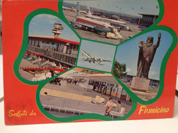 Cartolina Saluti Da Fiumicino Prov Roma Vedutine Aerei Pan America 1976 - Transports