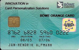 -CARTE-PUCE-MAGNETIQUE-Allemagne-CB-BANQUE BOWE CARDTEC-2003-BOWE ORANGE CARD-Modele-Plastic Epais Glacé-TBE-RARE - Disposable Credit Card