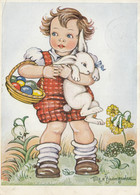 Tilly Von Baumgarten - Child W Easter Bunny & Eggs Basket 1950 - Baumgarten, Tilly Von