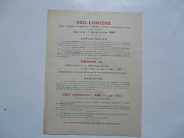 EMISSION DE 5200 OBLIGATIONS DE 500 FRANCS CHACUNE - SUD-LUMIERE PARIS - Zonder Classificatie