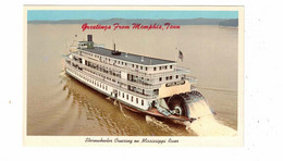 MEMPHIS, Tennessee, USA, Greetings From, Sternwheeler "Delta Queen" On Mississippi, 1970 Chrome Postcard - Memphis