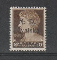 SEBENICO - OCC. CROATA:  1944  SOPRASTAMPATO  -  £. 3,50 / 10 C. BRUNO  N. -  SASS. 1 - Ocu. Croata: Sebenico & Spalato