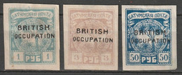 Russie Batoum Occupation Britannique N° 10, 51, 57 * - 1919-20 Occupazione Britannica