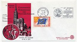 FRANCE - Env Affr 0,30 Drapeau - OMEC Strasbourg Conseil Europe 1/9/1972 - Conférence Pouvoirs Locaux - 1er Jour Flamme - Lettres & Documents