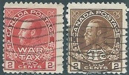 Canada -1915-1916 King George V, 2C & 2+1C With The Inscription War Tax - Impôts De Guerre