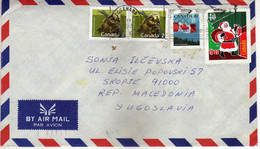 Canada Letter 1992 Via Macedonia.stamp Motive - Christmas,Santa Claus,Canadian Flag,Canadian Porcupine - Covers & Documents