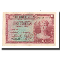 Billet, Espagne, 10 Pesetas, 1935 (1936), KM:86a, TTB - 10 Peseten