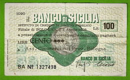 ITALIE / IL BANCO DI SICILIA / BA 1327498 / 100 LIRE / 1976 - Buoni Di Cassa