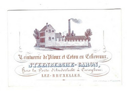 1845 Litho Handpers Visitekaart Teinturerie De Piloux & Coton Echeveaux Steenberghe- Caron Porte D'Anderlecht Cureghem - Porcelaine