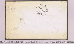 Ireland Maritime Dublin 1869 Small H&K PACT Code 9 Cds For FE 12 Clear Strike On Cover To Dublin With France 40c Orange - Préphilatélie