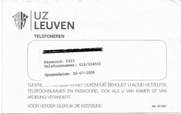 BELGIUM :  UZ Leuven Hospital Phone Card (1) - Zu Identifizieren